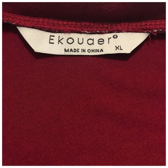 EKOUAER, NWOT- Long Burgundy Pajama Shirt - Picture 5 of 6